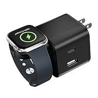 BeaSaf 36W for Apple Charging Block with Built-in Watch Charger, Foldable PD Fast Charger Block for iPhone, Dual Ports Wall Charger Compatible with Apple Watch iPhone AirPods
