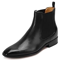 CHAMARIPA Men's Height Increasing Boots - Premium Genuine Leather Elevator Shoes Stylish Side Zipper 8CM / 3.15 Inches Hidden Heel Lift Shoes Handcrafted H3B61B1001D