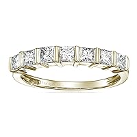1 cttw Princess Cut Diamond Wedding Band for Women in 14K Yellow Gold Channel Set Ring, Size 5-9