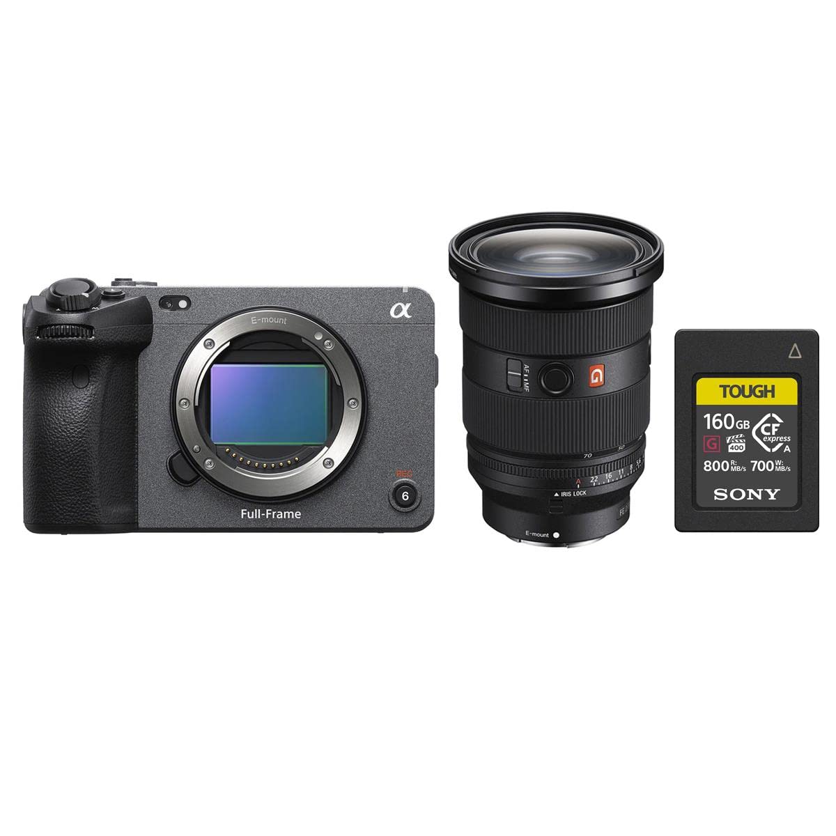 Sony FX3 Full-Frame Cinema Line Camera with Sony FE 24-70mm f/2.8 GM II Lens, Bundled with, Sony Tough 160GB CFexpress Type A Memory Card for Digital Video (3 Items)