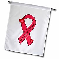 3dRose - Cool Red Ribbon and Hearts Heart Disease Support and Awareness - Flag - (fl-362947-1)