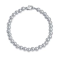 Bling Jewelry Traditional Simple Plain Hand Strung Polish Round Light Weight .925 Sterling Silver Bead 4,6,8,10MM Ball Strand Bracelet For Women 6, 7,7.5,8, 8.5,9 Inch