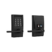 FE789WBCEN622LAT Encode Century WiFi Latitude Lever Smart Keyless Entry Touchscreen Door Lock, Matte Black