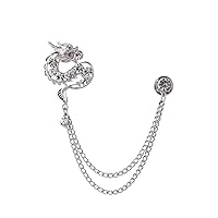 Rhinestone Chinese Dragon Brooch Pin, Shirts Collar Chain Sweater Clip Collar Clip Lapel Pin Double Chain Collar Pin with Gift Box