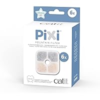 PIXI Cat Drinking Fountain Original Filter, Official Replacement Triple Action Water Filter, 6-Pack, White