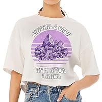 Crystal Print Women's Crop Tee Shirt - Retro Cropped T-Shirt - Graphic Crop Top
