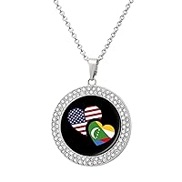 Comoros US Flag Necklaces for Women Adjustable Length Pendant Fashion Jewelry Gift for Holiday Birthday