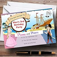 Princess And Pirate Ship Theme Personalized Birthday Party Invitations