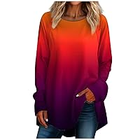 Plus Size Spring and Summer Women's Loose Round Neck Solid Color Simple Style Long Sleeve T-Shirt Top Womens Shirts