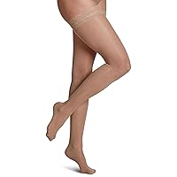 Women's Sheer Fashion Thigh High Hose - 15-20mmHg Weight Compression - Sheer Non-Slip Hosiery for Comfortable Everyday Wear - Honey - B (Medium)