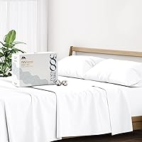 Mayfair Linen 500 Thread Count Cotton Sheet White Queen Sheets Set, 4-Piece Long-Staple Pure Cotton Best Sheets for Bed, Breathable, Soft Silky Sateen Weave Fits Mattress Upto 16'' Deep Pocket
