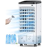 Evaporative Air Cooler, BALKO 3-IN-1 Windowless Portable Air Conditioner, 4 Modes & 3 Speeds Personal Swamp Cooler w/Humidifier, 12H Timer & Remote, 65° Oscillating Evaporative Cooler for Room Home