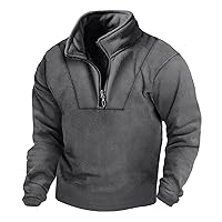 Mens Quarter Zip Polo Sweater Stand Collar Fleece Pullover Half Zip Sweatshirts Long Sleeve Tactical Shirt Fleece Jackets