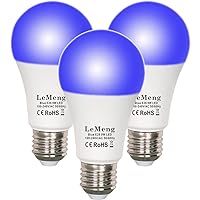 Blue LED Light Bulbs 9W A19 (60W 75Watt Equivalent), E26 Medium Base Porch Light 120V for Hallway Holiday Party Decoration, Non Dimmable- 3 Pack