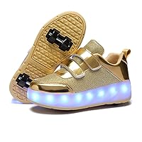 Kids Four Wheels Roller Skate Shoes USB Charging Led Light Up Sneakers for Boys Girls