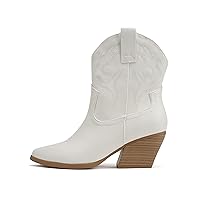 Soda “BLAZING” ~ Women Western Stitched Pointe Toe Low Heel High Top Ankle Shaft Boot Bootie