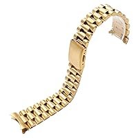 Stainless Steel watchband for Citizen Enicar Wristband 20mm 22mm Curve end Steel Strap with Folding Buckle (Color : Golden, Size : 20mm)