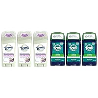 Tom's of Maine Antiperspirant Deodorant for Women, Coconut Lavender, 2.25 oz. 3-Pack (Packaging May Vary) & Antiperspirant Deodorant for Men, North Woods, 2.8 oz. 3-Pack (Packaging May Vary)