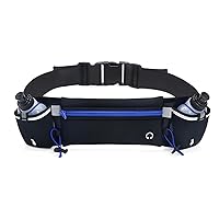 Running Belt with Water Bottles Reflective Running Hydration Belt with Hidden Earphone Hook Running Fanny Pack Adjustable Strap Running Belt