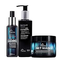 TRUSS Professional Amino Miracle Heat Protectant Hair Spray Bundle with Net Mask and Night Spa Serum