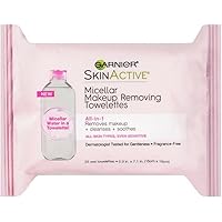 Micellar Facial Cleanser & Makeup Remover Wipes, Gentle for All Skin Types (25 Wipes), 2 Count (Packaging May Vary)