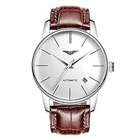 Men Analog Business Japanese Automatic Self-Winding Mechanical Steel/Leather Wrist Watch Date