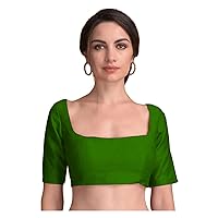 Women's Readymade Banglori Silk Green Blouse For Sarees Indian Designer Bollywood Padded Stitched Choli Crop Top
