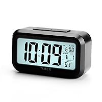 Timex Alarm Clock with Temperature Sensor and Large Display, Battery Operated for Bedroom Runs on 3 AAA Batteries (T108BC) (T108)