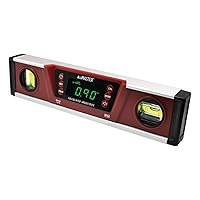 Calculated Industries 7210 AccuMASTER PRO Digital Torpedo Level and Protractor | 10” Inch | Neodymium Magnets | Bright LED Display | IP54 Dust/Water Resistant, Red