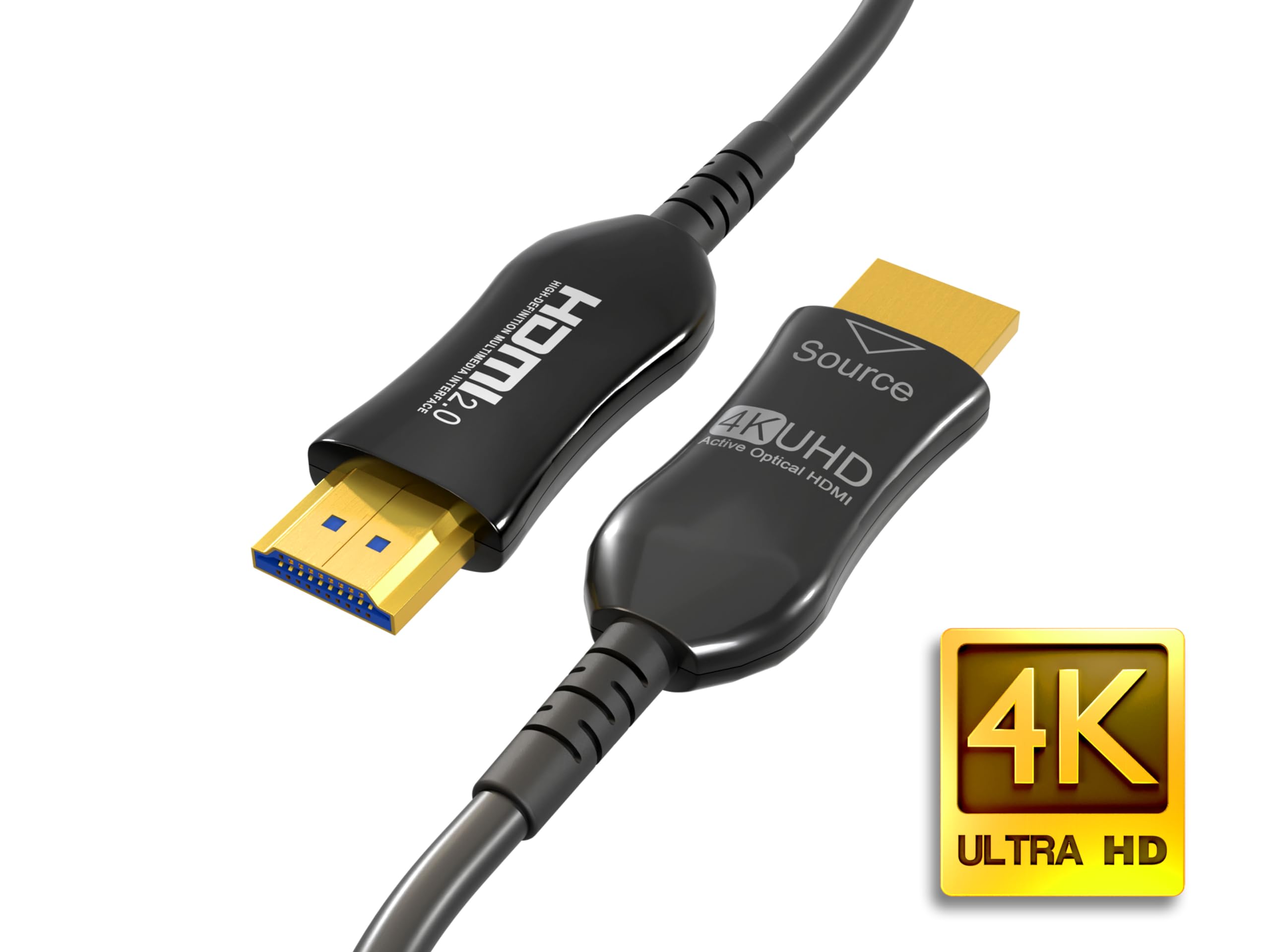 Cablelera 4K UHD CMP HDMI Cable 2.0, Hybrid Active Optical Cable (AOC), 18Gbps Hyper Fast Long Distance Data Transmission, ARC, HDCP, NVIDIA, AMD, PS5, Xbox, Gaming, Movie, Plenum Rated, 50ft
