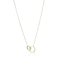 Amazon Collection 18K Yellow Gold Plated Sterling Silver Cubic Zirconia Ring Necklace, 16