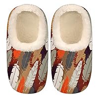 Colorful Bohemian Women's Slippers, Feathers Soft Cozy Plush Lined House Slipper Shoes Indoor Non-Slip Slippers for Girls Boys Teenager