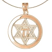 Star Of David Necklace | 14K Rose Gold Star of David with Chai Pendant with 18
