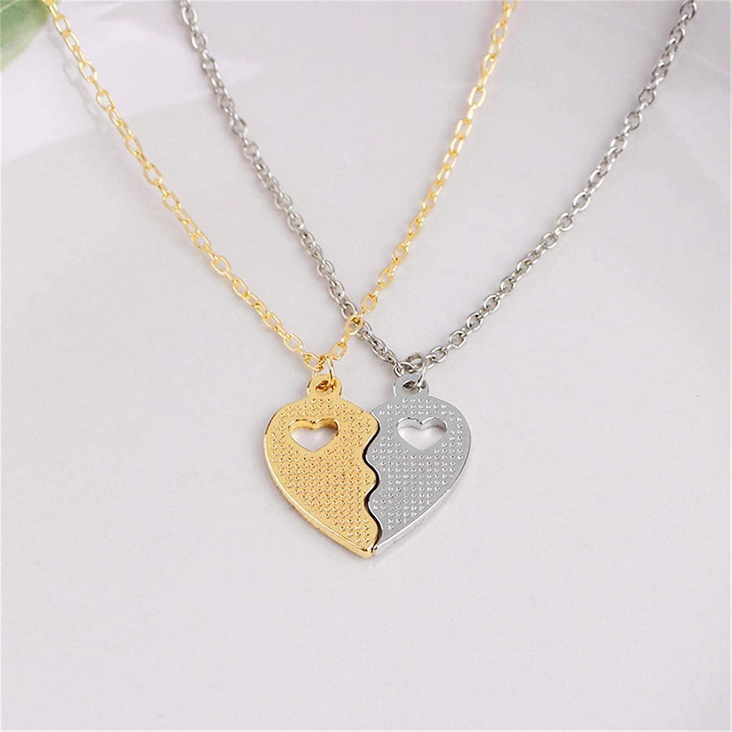 Heart Hollow Out Best Friends Engraved Pendant Friendship Necklace Set Of 2 Silver And Golden Dexterous and professional