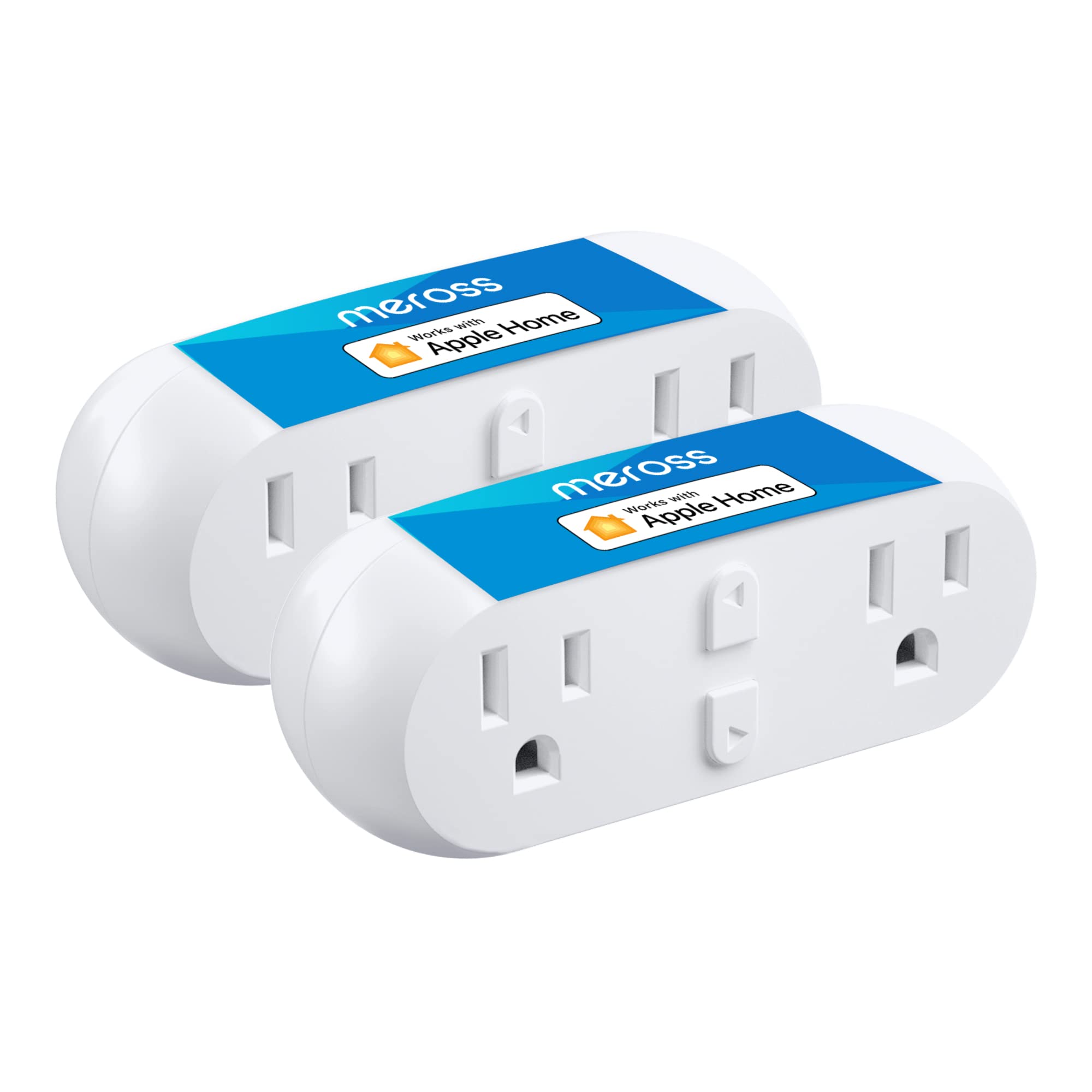 Meross WiFi Dual Smart Plug 15A Smart Outlet Supports Apple HomeKit, Siri, Alexa, Echo and SmartThings, 2 in 1, Voice & Remote Control, Timer, No Hub Required, 2.4G, 2 Pack