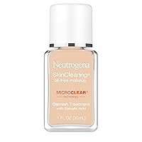 Neutrogena SkinClearing Oil-Free Acne and Blemish Fighting Liquid Foundation with Salicylic Acid Acne Medicine, Shine Controlling, for Acne Prone Skin, 60 Natural Beige, 1 fl. oz