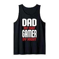 Mens Dad By Day Gamer By Night Gamer Father Husband Gaming Tank Top