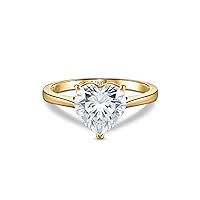 10k Solid Gold 1 Carat Heart Cut Genuine Flawless Moissanite Diamond Solitaire Engagement Wedding Ring 10k Solid White, Yellow OR Rose GOLD