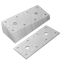 10 Pcs 5½inch Flat Tie Plate Repair Mending Plate Bracket Galvanized Steel Joint Plates Metal Fixing Bracket Connector for Wooden Timber Connecting, 1.8mm Thickness, 5½ x 2⅜ inch