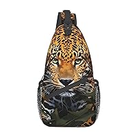 Sling Backpack Bag Jungle Leopard Print Crossbody Chest Bag Adjustable Shoulder Bag Travel Hiking Daypack Unisex