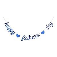 Blue Glitter Happy Father's Day Banner The Man The Myth The Legend Banner, Father/Dad's Birthday Party Retirement Party Decorations Gold Gliter Paper Sign(Bue) (SG-N441)