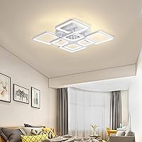 Modern Led 84W Dimmable Ceiling Lamp with Remote Control, Rectangular Design Indoor Flush Mount Acrylic Lighting Fixture for Living Room Bedroom Dining Room,White