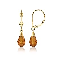 14k Yellow Gold Topaz 9x6mm Crystal Pear Drop Leverback Earrings Measures 29x6mm Jewelry Gifts for Women