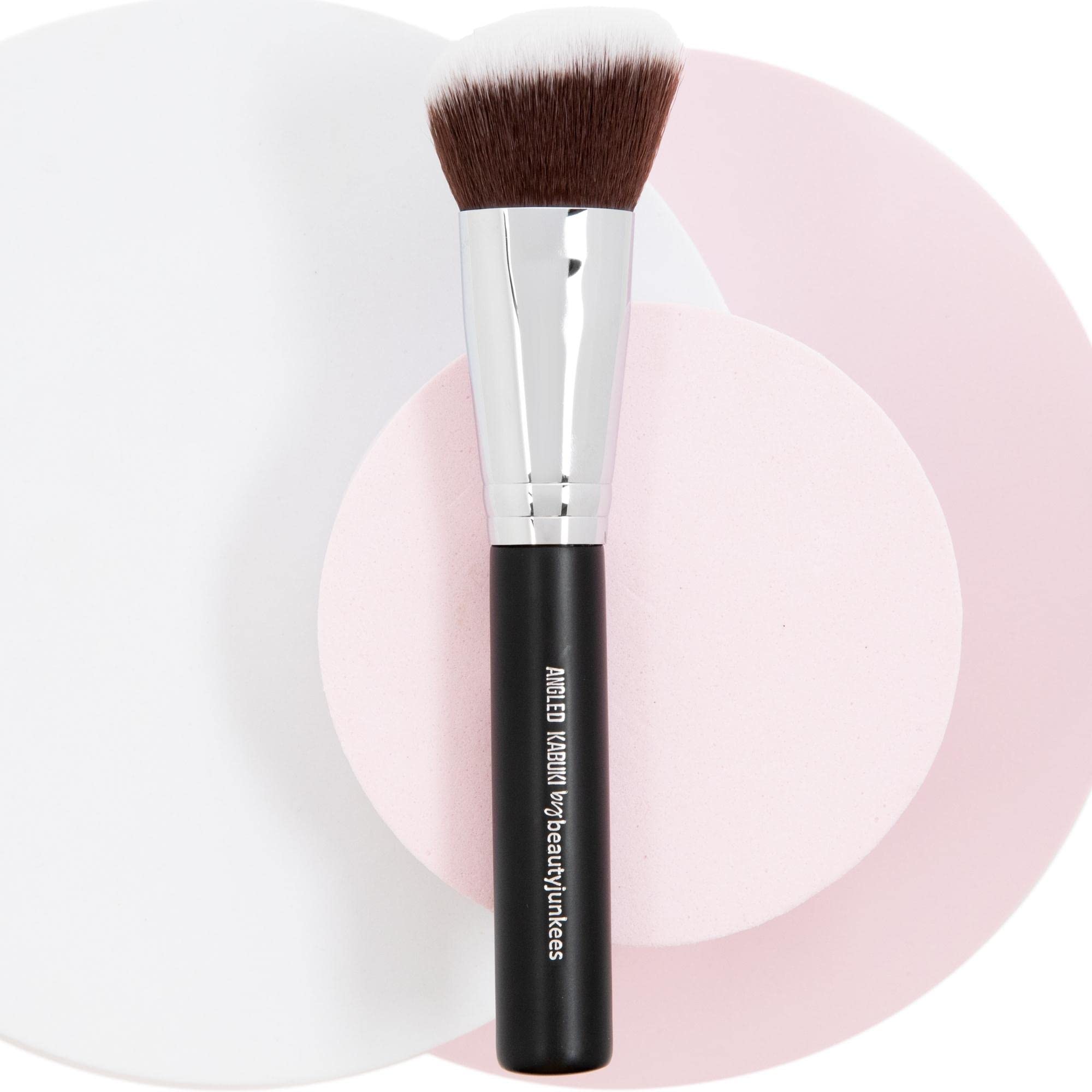 Angled Blush Brush for Makeup – Large Dense Kabuki Blush Brush to Apply Liquid, Cream, Mineral Powder Blush Bronzer Contour Brush by Beauty Junkees