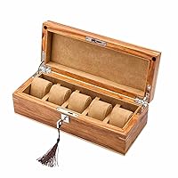 Solid Wood Watch Storage Display Boxes Case Home Use Yellow Jewelry Case with Lock (Color : D)