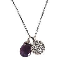 NOVICA Handmade .925 Sterling Silver Amethyst Flower Necklace Buddhism with Purple Pendant Indonesia Inspirational Floral Birthstone 'Inspiring Lotus'