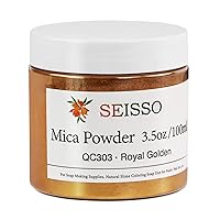 SEISSO Mica Powder - 3.5oz/100g Royal Golden Natural Epoxy Resin Dye Color Pigment Powder for Soap Making, Slime, Nail, Paint, Bath Bomb Colorant etc.