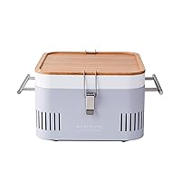 Everdure CUBE Portable Charcoal Grill, Tabletop BBQ, Perfect Tailgate, Beach, Patio, or Camping Grill, Lightweight & Compact Small Grill with Preparation Board & Food Storage Tray, Stone
