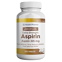 Health Pharma Extra Strength Aspirin Pain Reliever & Fever Reducer, 325 mg White Tablets I Compare to Bayer Active Ingredients (500 Count (Pack of 1))