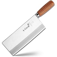 SHI BA ZI ZUO Cleaver Knife Meat Cleaver 8-inch Professional Chef Knife Stainless Steel Vegetable Knife Safe Non-stick Finish Blade with Anti-slip Wooden Handle